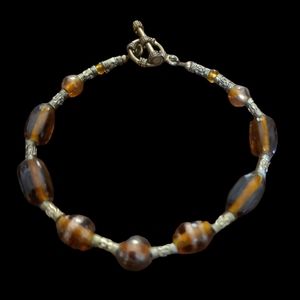 6" Handmade Brownish Beaded Bracelet L10